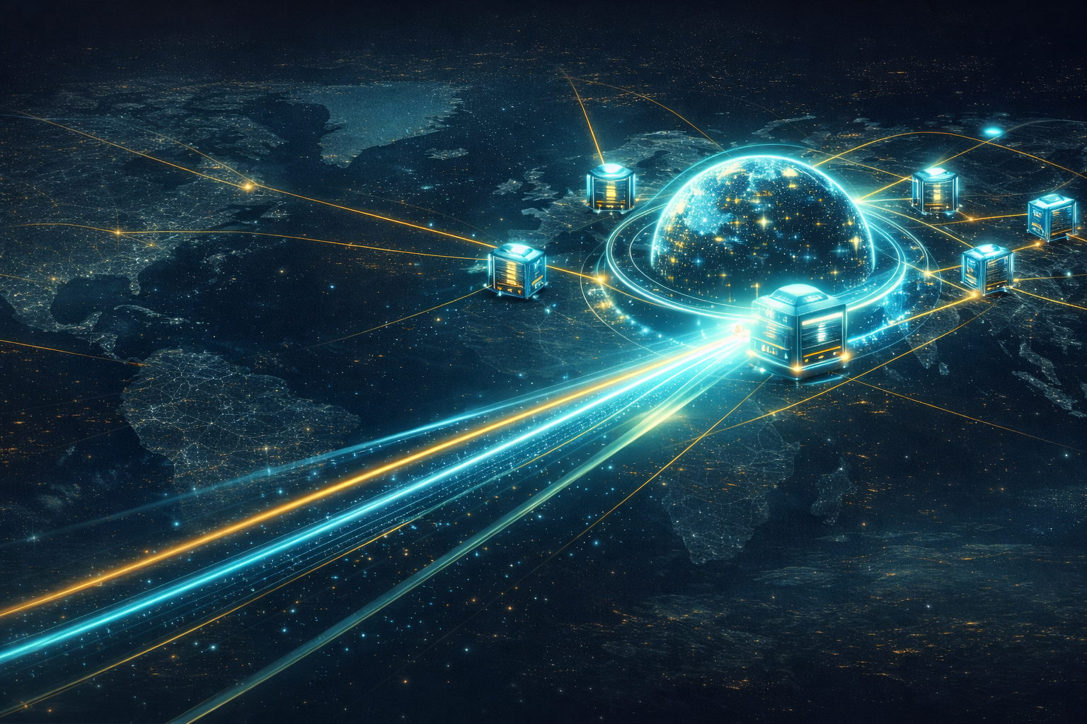 Visualización de red global de transferencia de archivos de alta velocidad con enrutamiento de baja latencia