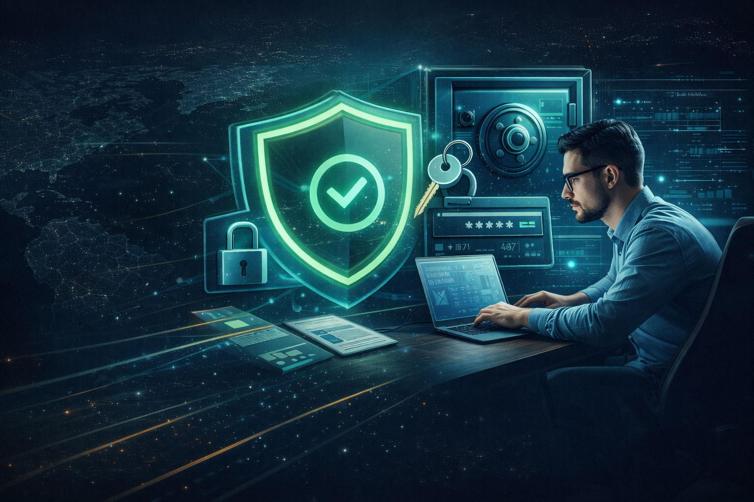 Escudo de cifrado de extremo a extremo e ilustración de protección de privacidad de conocimiento cero